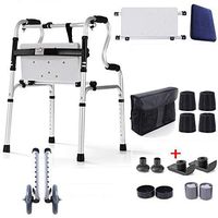 Folding Walker, Adjustable Height Walking Frame for Seniors Elderly - Lightweight Mobility Transport Aid Walking Stick