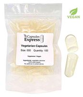 Capsules Express- Size 000 Clear Empty Vegan Capsules 100 Count - Kosher and Halal Certified - Gluten-Free Vegetarian/Vegetable Pill Capsule - DIY Powder Filling