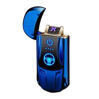 Dual Arc Lighter USB Double Arc Lighter Rechargeable Flameless Windproof Electronic Plasma Mini Portable Lighters No Gas Good for Cigar Candle Cigarette Pipes (Blue USB Arc Lighter)