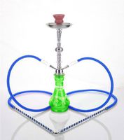 2 hose 21" Hebron Green Hookah Shisha Nargila water glass vase pipes smoke sale