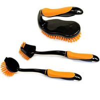 Set of 3 Kitchen Brushes, Dish Brush, Pan Brush, and Scrub Brush with Comfort Grip Handles (ORANGE)
