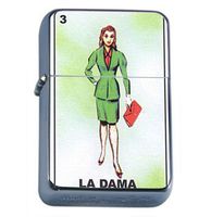 Loteria Mexican Woman Windproof Refillable Flip Top Oil Lighter with Tin Gift Box D-331