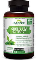 Zazzee Green Tea Extract, 150 Veggie Caps, Potent 20:1 Extract, 10,000 mg Strength, Minimum 98% Polyphenols, 80% Catcehins and 50% EGCG, Up to 5 Month Supply, Vegan, Non-GMO and All-Natural