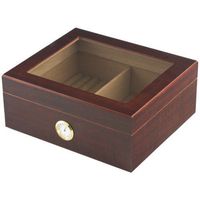 Cherry Wood 50 Count Glass Top Cigar Humidor with Front Mount Hygrometer