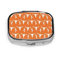 Pill Box Case Longhorn Cattle Cow Texas Skull Orange Cactus Travel Medicine Organizer Arthritis Friendly BPA Free Separate Compartments for Hold Vitamins Cod Liver Oil Supplements