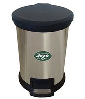 The Furniture Cove New 1.3 Gallon Round Stainless Steel Step Trash Can Waste Basket Featuring Your Choice of a Football Team Logo (Jets)