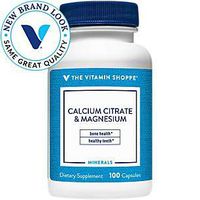 Calcium Citrate Magnesium – Mineral Essential for Healthy Bones Teeth – Well Absorbed Form of Chelated Calcium, 189mg Per Serving of Magnesium (100 Capsules) by The Vitamin Shoppe