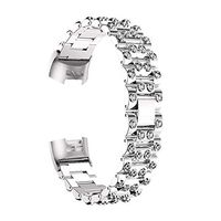 Lyperkin Compatible with Fitbit Charge 3 Bands, Crystal Stainless Steel Strap Bracelet Replacement Wristband Accessories Compatible with Fitbit Charge 3 Smart Watch C-03
