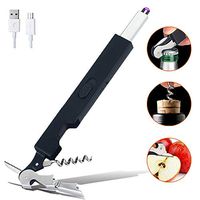 Electric Arc Lighter - Long Lighters - Plasma USB Rechargeable for Multipurpose Windproof Flameless Safe Use in Gas Stove in Kitchen, Candle, BBQ or Camping in Gift Box (Black)