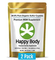 Organic Sulfur Crystals - 99% Pure MSM Crystals, Premium MSM Supplement - 2 x 1 LBS Pack