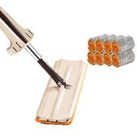 QFQ Stainless Steel Multi-Function Flat Mop, Floor Cleaning Microfiber Cotton Yarn Mop (Size : B)