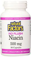 Natural Factors - Vitamin B3 No Flush Niacin 500mg, Supports Cholesterol Metabolism, 90 Capsules