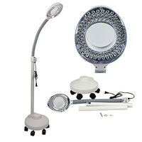 5X Magnifying Lamp LED Magnifier Light Glass Lens W/Adjustable Gooseneck, Floor Rolling Stand Facial Beauty Spa Salon Light Equipment Visual Aid