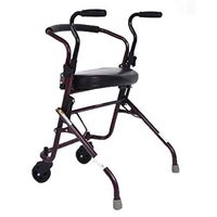 Walkers Steel Tube Double Armrest Folding Belt Wheel for The Elderly Disabled Walking Auxiliary Four-Legged Stick 53cm50cm81cm MUMUJIN