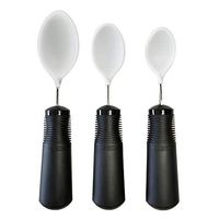 Adaptive Utensil OXO Good Grips Silicone Coated 3- Piece Set: Tablespoon Teaspoon Small Spoon. Bendable, Non Weighted. Built Up Handle. Helps Protect Teeth, Lips, Gums. for Biting Reflex, Parkinsons