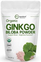 Maximum Strength Pure Organic Ginkgo Biloba Powder, 8 Ounce, Powerfully Supports Brain Health, Mental Alertness, Concentration and Focus, No GMOs and Vegan Friendly