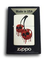 Zippo Custom Lighter - Skull Cherries - Regular White Matte