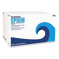 Boardwalk Full Length Polystyrene Cutlery, Teaspoon, Black, 1000/Carton