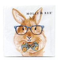 Molly Rex 40-ct Cocktail Beverage Paper Napkins, Bowtie Bunny 17830