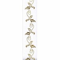 Offray, White & Gold Sheer Vineyard Craft Ribbon, 1 1/2-Inch x 9-Feet
