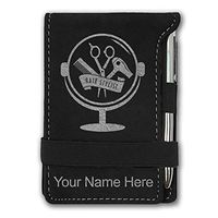 Mini Notepad, Hair Stylist, Personalized Engraving Included (Black with Silver)