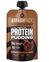 SmashPack Chocolate Protein Pudding Pouch 12 Pack | 15 g Grass-Fed Protein, 4 g Sugar | Keto Friendly, Gluten Free, Soy Free, Non-GMO, Low Carb Snack, Hormone Free | BPA Free Packaging | 4 oz Pouches