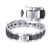 U7 Germanium Magnetic Therapy Bracelet Pain Relief Health Care Wrist Chain Bracelets, 8.6 Inches Resizable (Arrow Weave-Black Customized)