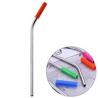 Stainless Steel Drinking Straws, Iuhan Reusable Ultra Long 8.46Inch Drinking Metal Bent Straws for 20 Oz/30 oz Cups with Silicone Tips (Orange)