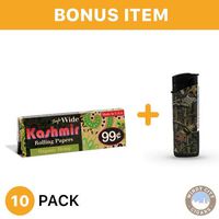 Kashmir Rolling Papers - Organic Hemp Single Wide (10) with LED Lighter