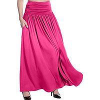 EDC Women's High Waist Pleated Skirts with Pocket Vintage Casual Professional Office Maxi Skirt (XXXXXL, Pink)