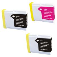 Amsahr LC51BKR-SET3 Compatible with Brother LC51BK, DCP-130C Remanufactured Replacement Ink Cartridges