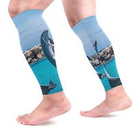KEAKIA Jumping Dolphin Calf Compression Sleeve Shin Splint Support Calf Pain Relief for Running, Cycling, Travel, Sports for Men Women (1 Pair)