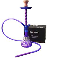 The 24'' Purple Flame Aluminum Hookah Shisha With a Silicone Hose and Ceramic Bowl