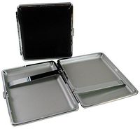 Cigarette Case - Classic Design Black Leather Hard Shell Outer - King Size