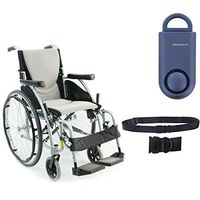 Karman S-Ergo 115 Ultra Lightweight Ergonomic Wheelchair | Seat Size 20" X 17" | Swing Away Footrest | Quick Release Wheels in Silver & Free 130 dB Matte Blue Safety Alarm! + Black Belt!