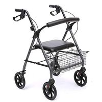 HMHD Durable Folding Rollator Walker with 4 Wheels,Hand Brake Seat Adjustable Height,Senior Walking cart,Lightweight Trolleys Leisure Shopping cart,Drive Mobility Aid Aluminum Alloy Frame