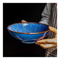Bowl Creative Ceramic Tableware Salad Ramen Soup Bowl Fruit Dish Bowl Household tableware, retro bowl