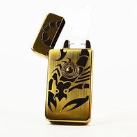 Unishow ® Single Arc Classical Design USB Rechargeable Flameless Windproof Electronic Lighter (Gold Scorpion)