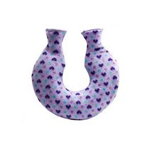 Simple Small U-Type 1.6 L Hot Water Bottle with Fabric Cover - Purple (Heart-Shaped)