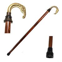 Handmade Wooden 37” Decorative Walking Stick Cane Men Women Metal Brass Handle (Elephant)
