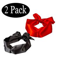 [2 Pack]Satin Blindfold,Sleep Masks with[Soft][Comfortable][59 inch][Black+Red],Eye Mask for Game Play,Cover Eye,Lover,Costume.