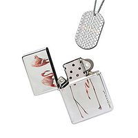 New Vibe Silver Flip Top Lighter - Pink Flamingos