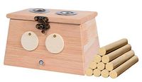 OuYang Hengzhi Natural Solid Wood Moxibustion Box Home Use + 10 Moxa Sticks Shuang Kong Shi Mu Ai Jiu He 天然实木艾灸盒两孔