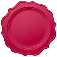 Posh Setting Festive Collection Fucsia Plates, Scalloped Medium Weight Plastic Colored 8 inch Party Plates (12 Pack)