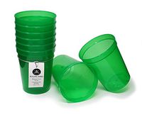 Rolling Sands 16 Ounce Reusable Plastic Stadium Cups Translucent Green, 8 Pack, Made in USA, BPA-Free Dishwasher Safe Plastic Tumblers