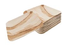 Bosnal - Palm Leaf Biodegradable Plates, 10 inch, Square, 25 pcs, Compostable, Bamboo and Wood Style, Stackable, Restaurant Grade, Earth Friendly, Alternative to Paper Plates