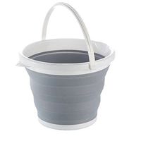 Zealetc Portable Collapsible Bucket 2.65 Gallon, Fold-able Water Container for Fishing, Camping, Aquarium Gravel Clean Car Washing or Home Storage, Grey (Grey+White)
