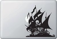Yadda-Yadda Design Co. Pirate Ship Skull and Crossbones - Vinyl Decal for Laptop | MacBook | Appliances (6.5" w x 6.75" h) (Variations Available) (Sailing Left, Black)