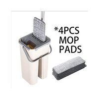 Spray Automatic Spin Mop Avoid Hand Washing Ultrafine Fiber Cleaning Cloth Home Kitchen Wooden Floor Lazy Fellow Mop,4Pcs Mop Cloth