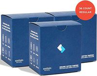 Sustain Natural Organic Tampons with Applicator - FDA Cleared - Nitrosamine Free - Non GMO - Fair Trade - 36 Count - Regular